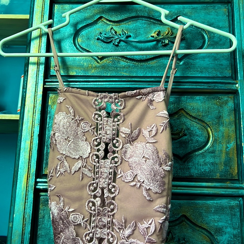 Formal, floral, backless midi dress, knee length, only worn once.